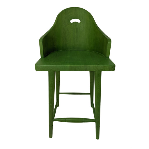 Scooped Back Counter Stool<br><small>Finish: Custom - Green Stain</small><br><small>by @frenchandfrenchinteriors</small>