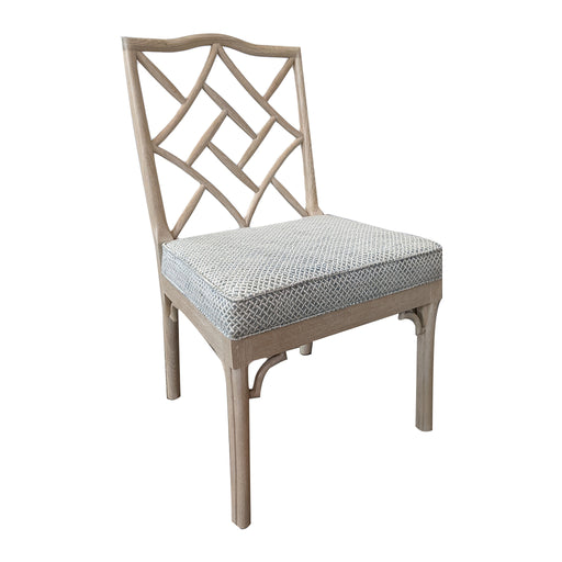 James Chinese Chippendale Side Chair<br><small>Finish: Whitewashed</small><br><small>Fabric: COM</small><br><small>by @@lizkohartinteriors</small>